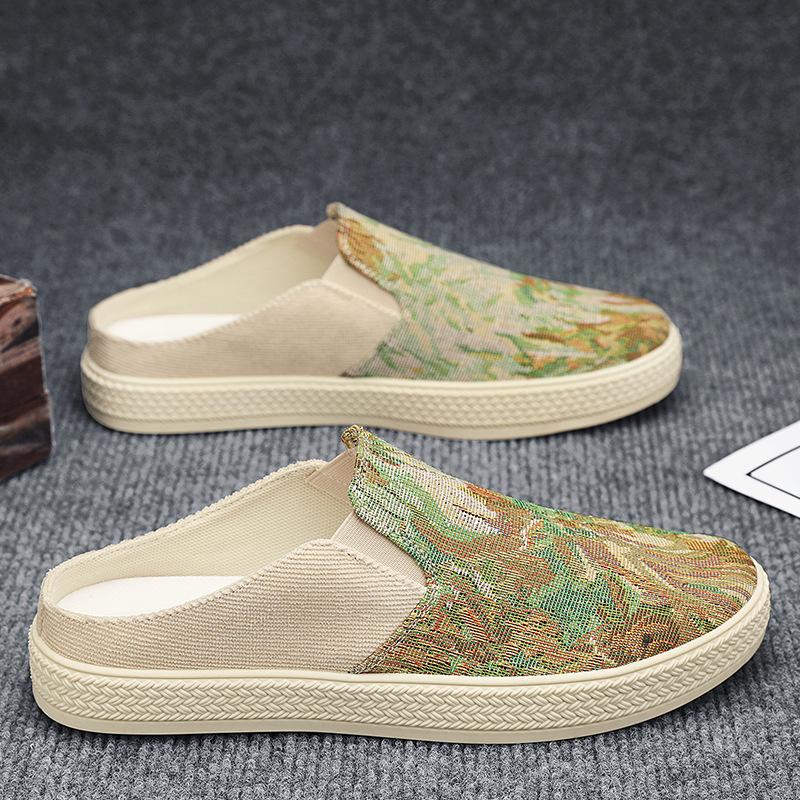 New men's slip-on canvas half-slip casual shoes