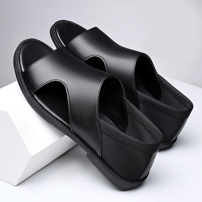 Trendy soft-soled casual breathable leather beach sandals