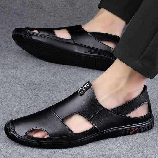 New men's casual breathable beach cowhide sandals