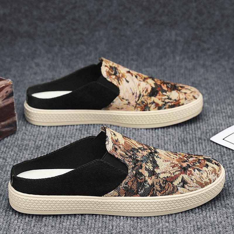 New men's slip-on canvas half-slip casual shoes