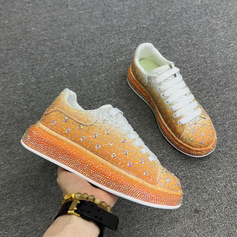 Trendy shiny colorful diamond thick-soled sneakers