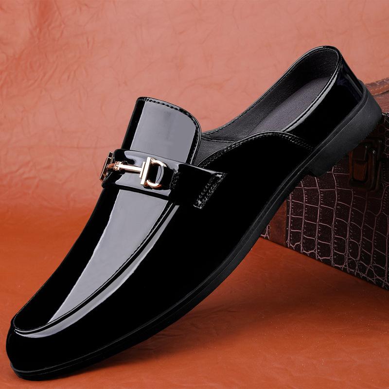 Trendy new crocodile pattern heelless genuine leather men's loafers