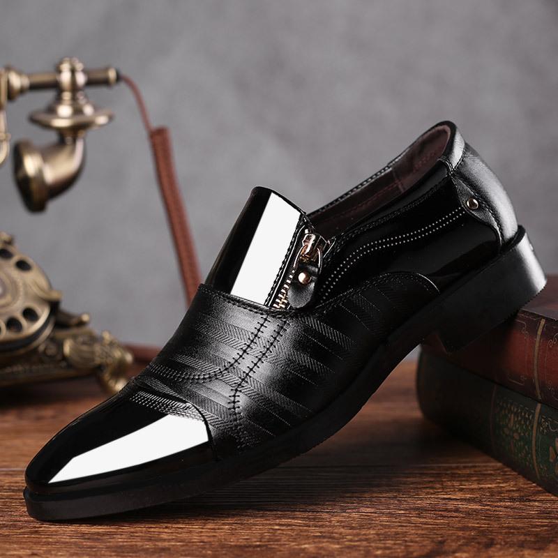 Stylish zipper men's business formal leather shoes