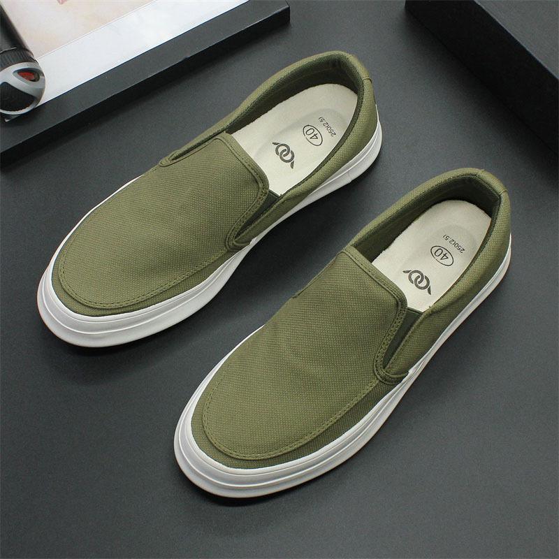 Breathable thick-soled canvas slip-on men's casual shoes