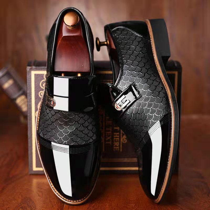 Men's business formal embossed leather shoes