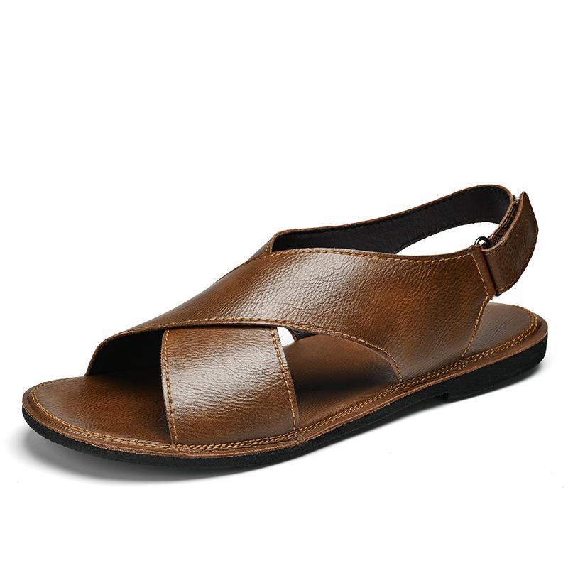 Summer leather beach men's casual versatile soft-soled sandals