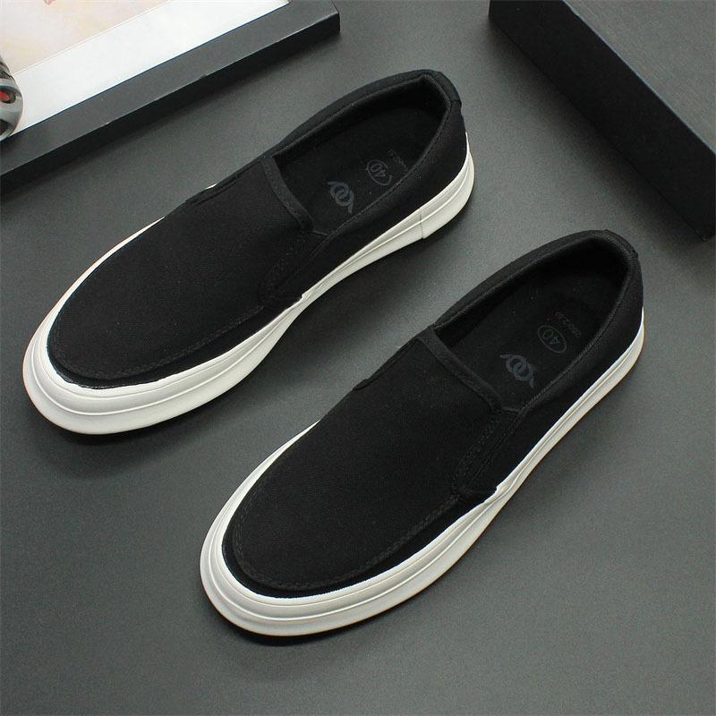 Breathable thick-soled canvas slip-on men's casual shoes