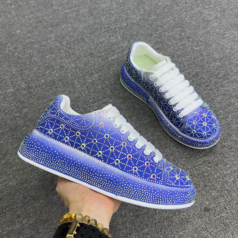 Trendy shiny colorful diamond thick-soled sneakers