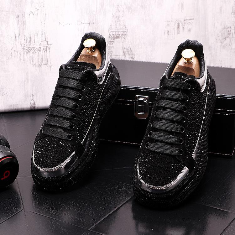 Trendy rhinestone men's sneakers