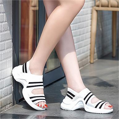 Stylish striped sports casual mesh knitted sandals