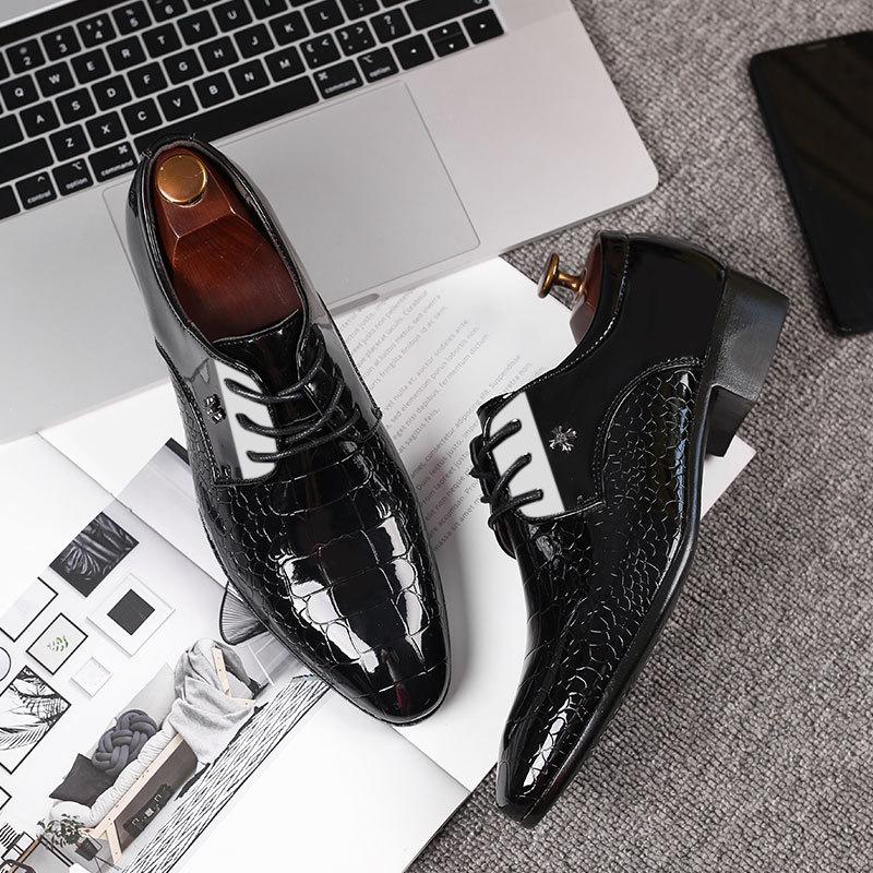 Stylish snake scale pattern men's business formal leather shoes