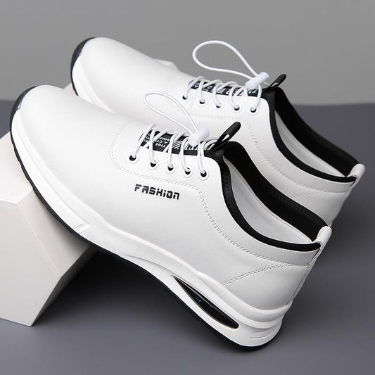 Stylish soft leather thick sole men's business casual sneakers