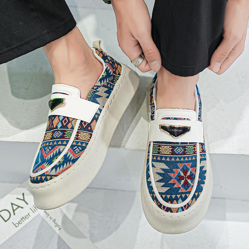 Trendy men's ethnic style thick-soled sneakers