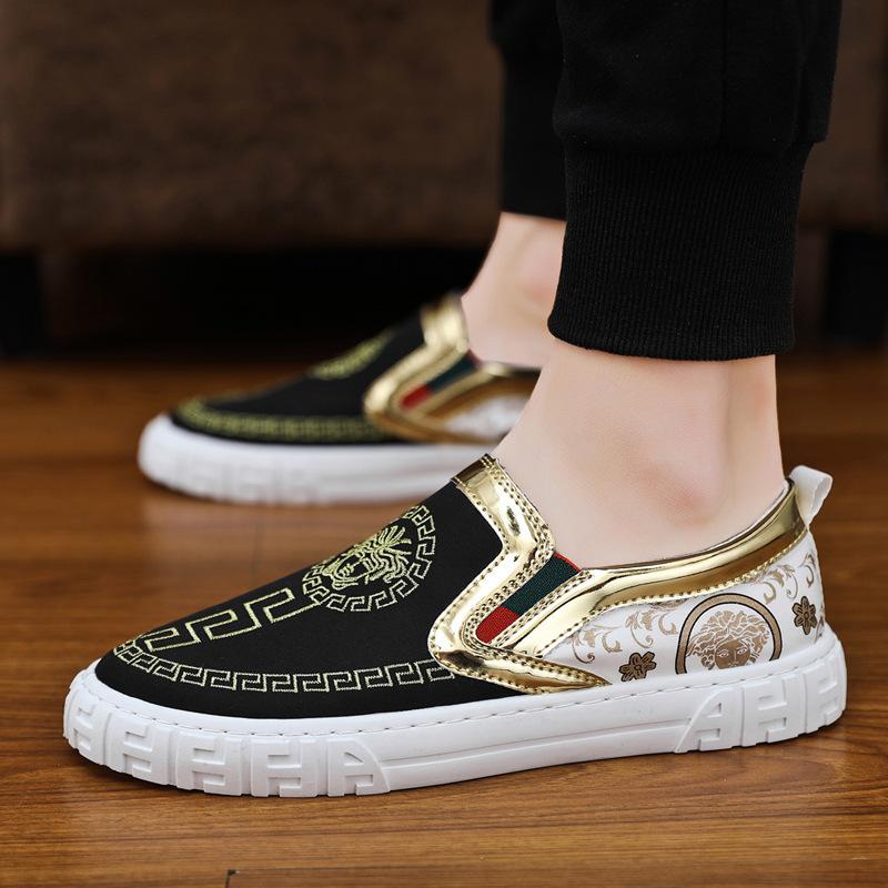 Fashionable printed canvas deodorant slip-on flats