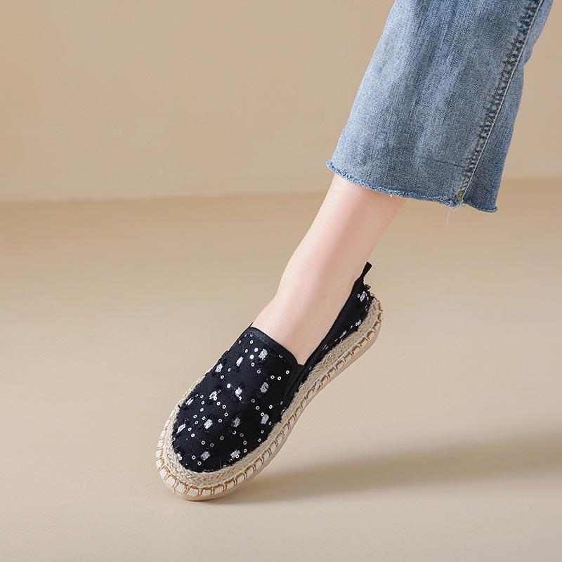 Stylish new thick-soled casual shiny canvas shoes