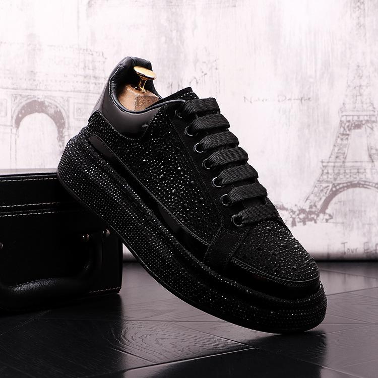 Trendy rhinestone men's sneakers