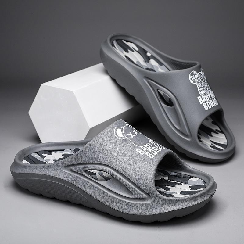 Trendy platform soled non-slip outdoor wearable slippers