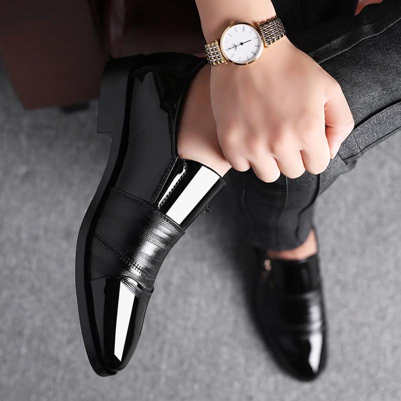 Stylish zipper men's business formal leather shoes