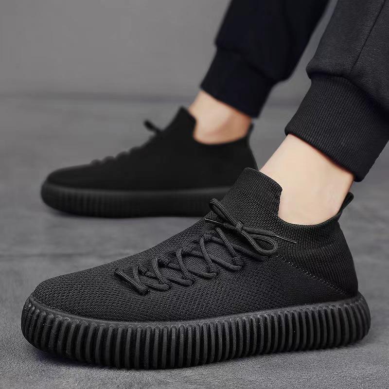 Trendy fly-knit mesh breathable lace-up casual sneakers