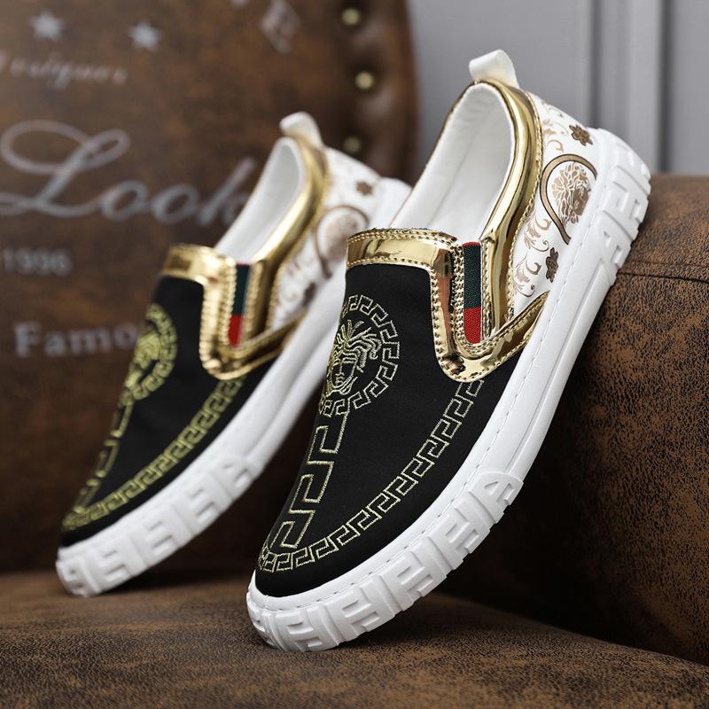 Fashionable printed canvas deodorant slip-on flats