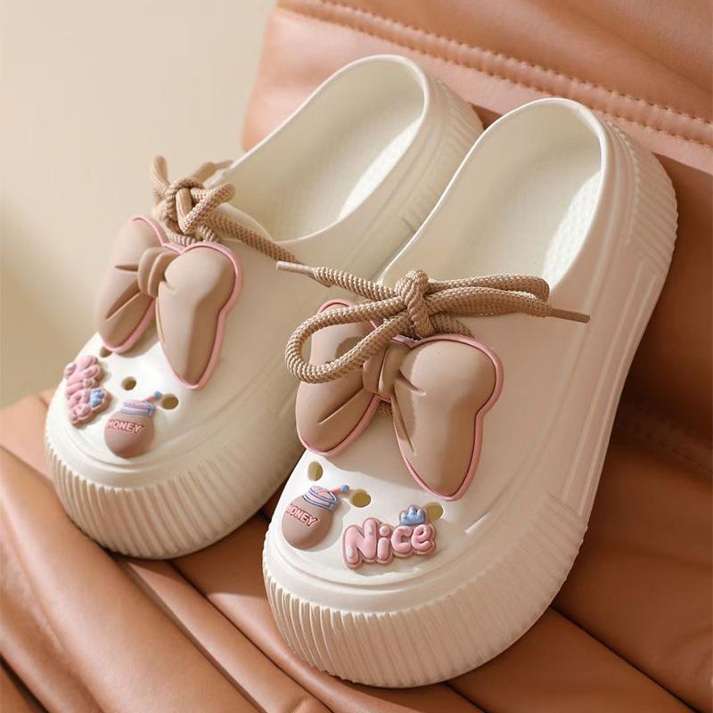 Stylish bow summer new thick-soled non-slip slippers