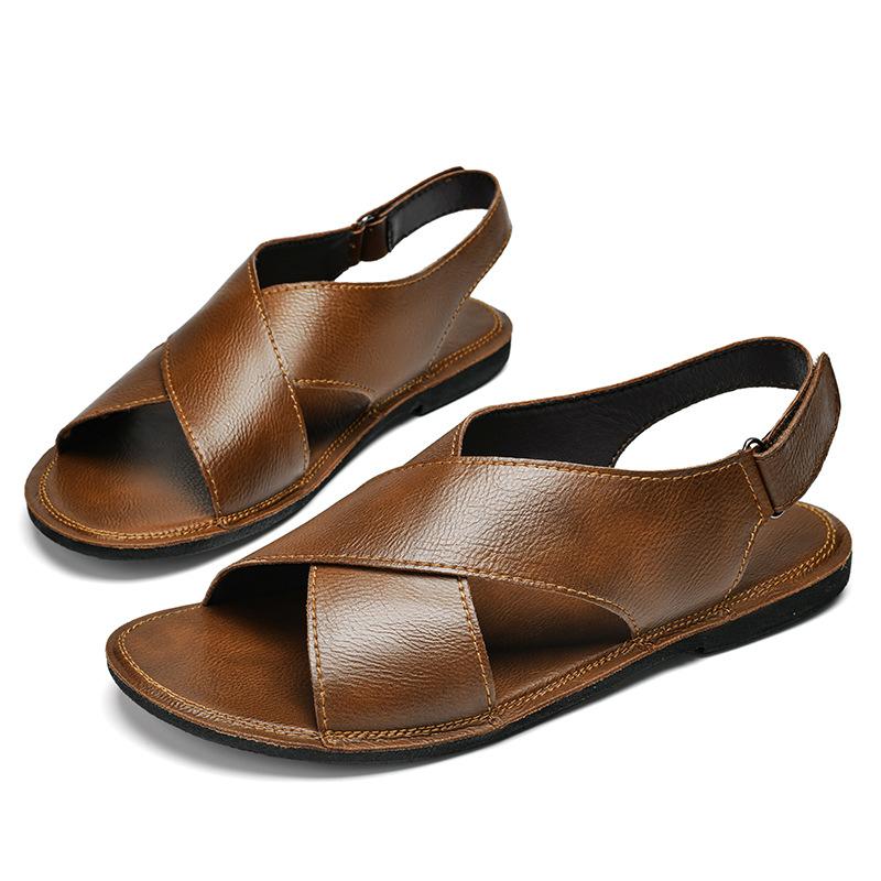 Summer leather beach men's casual versatile soft-soled sandals