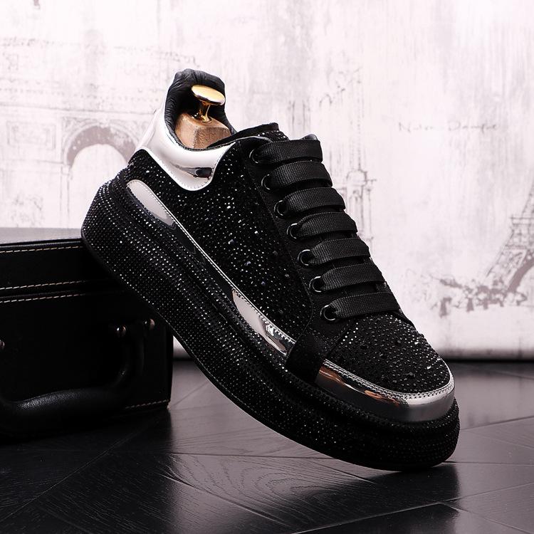 Trendy rhinestone men's sneakers