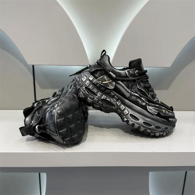 Trendy new thick-soled breathable mesh retro sneakers