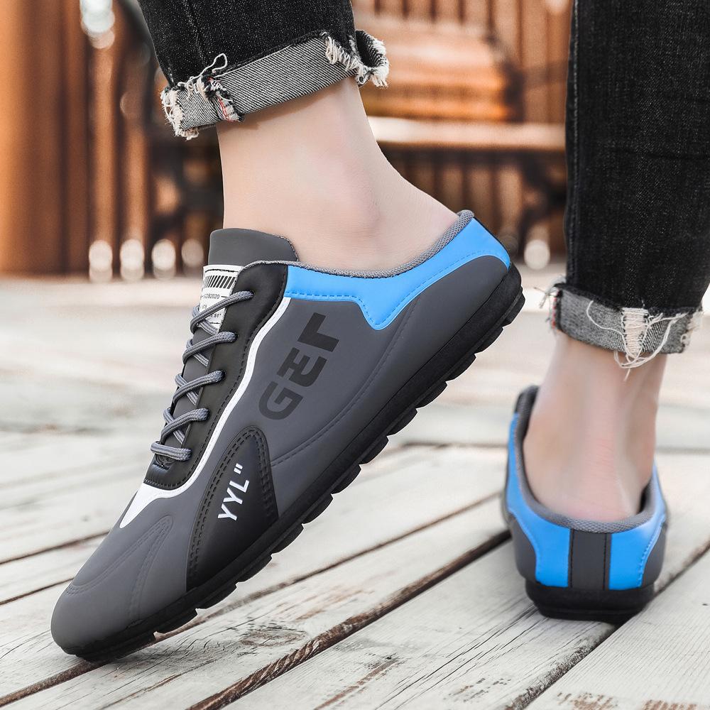 New men's casual leather sports slippers