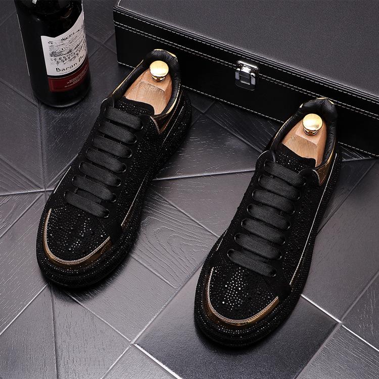 Trendy rhinestone men's sneakers