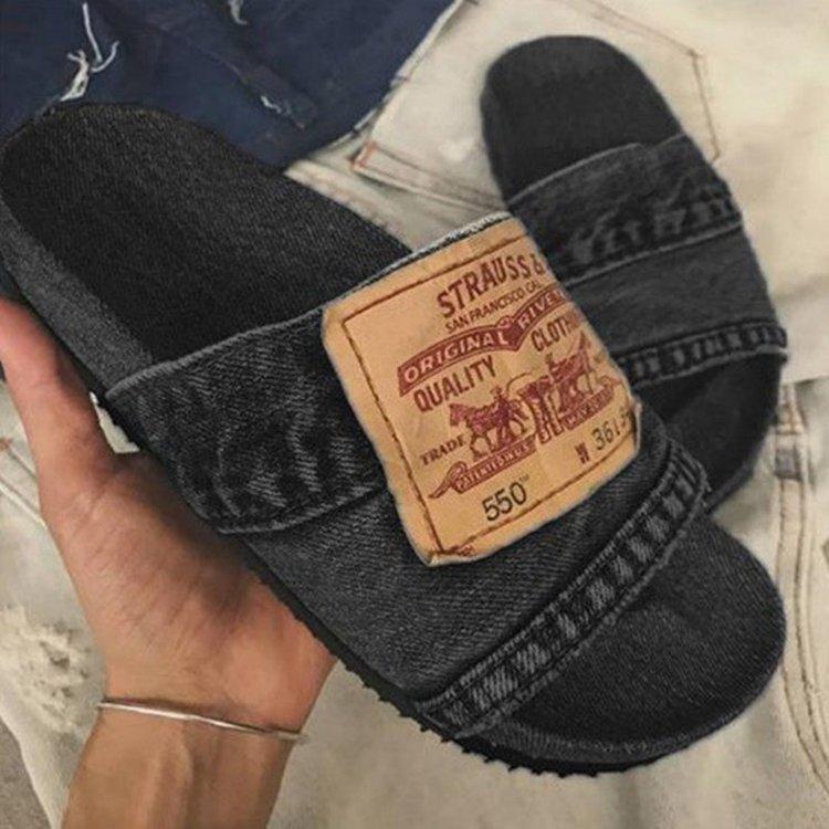 Trendy casual denim slippers