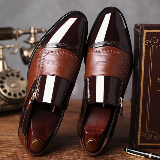 Stylish zipper men's business formal leather shoes