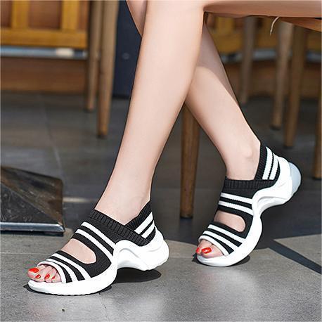 Stylish striped sports casual mesh knitted sandals