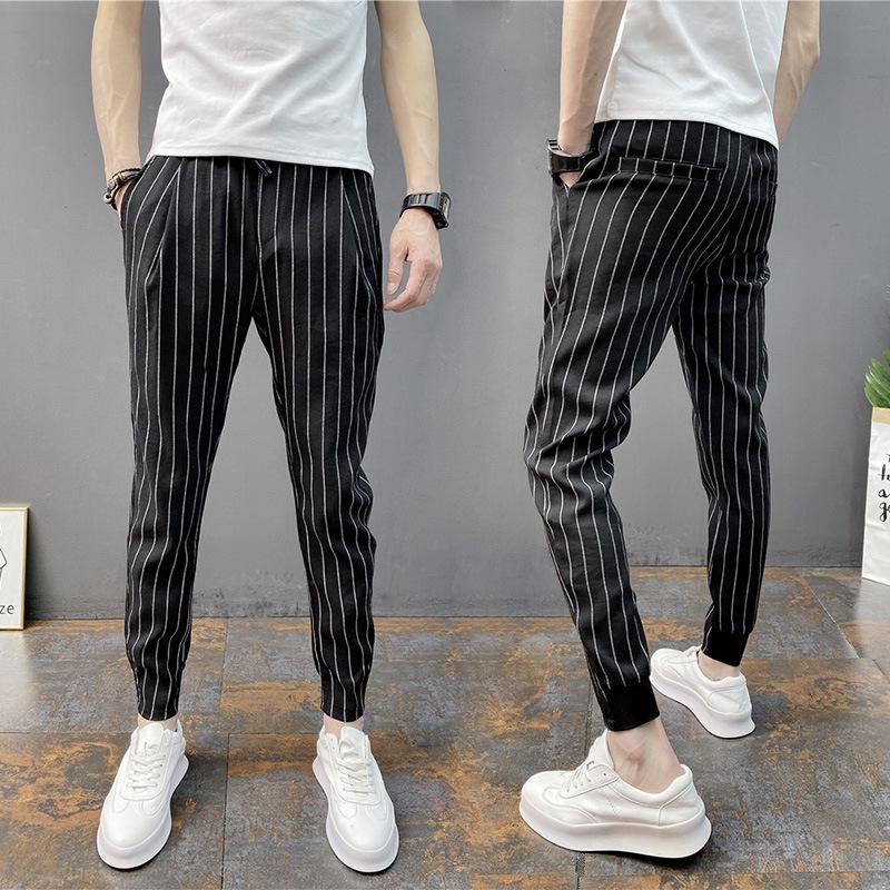 Striped stretch men's trousers