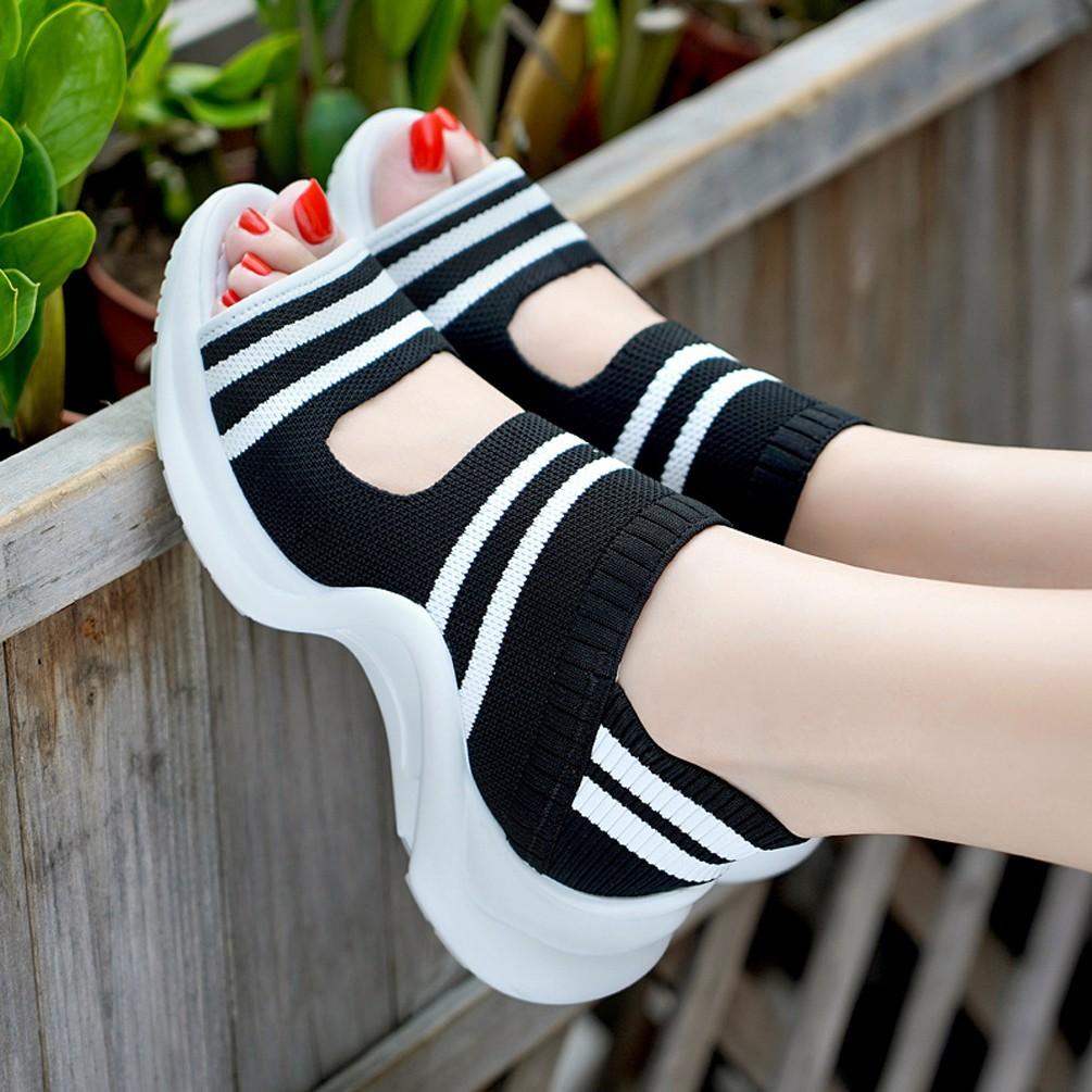 Stylish striped sports casual mesh knitted sandals