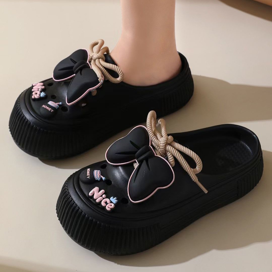 Stylish bow summer new thick-soled non-slip slippers