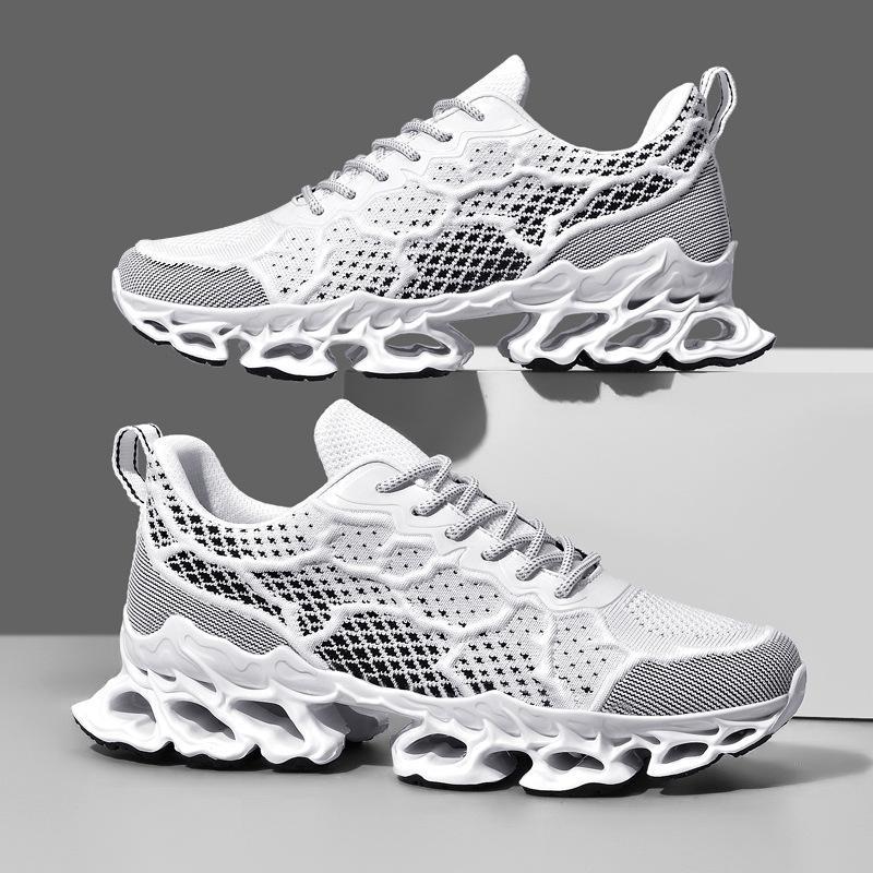 Trendy 3D fly woven breathable casual running cushioning comfortable sports shoes