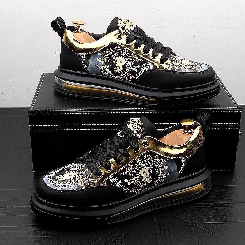 Trendy print platform cushion heightened men's versatile casual shoes