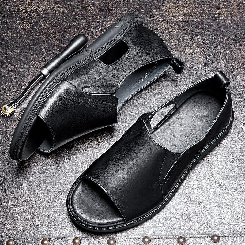 Trendy breathable casual cowhide deodorant men's sandals