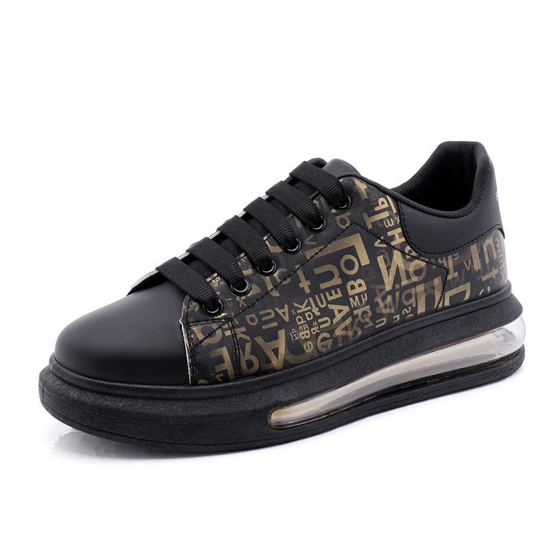 Trendy printed thick-soled air-cushion lace-up men's sneakers