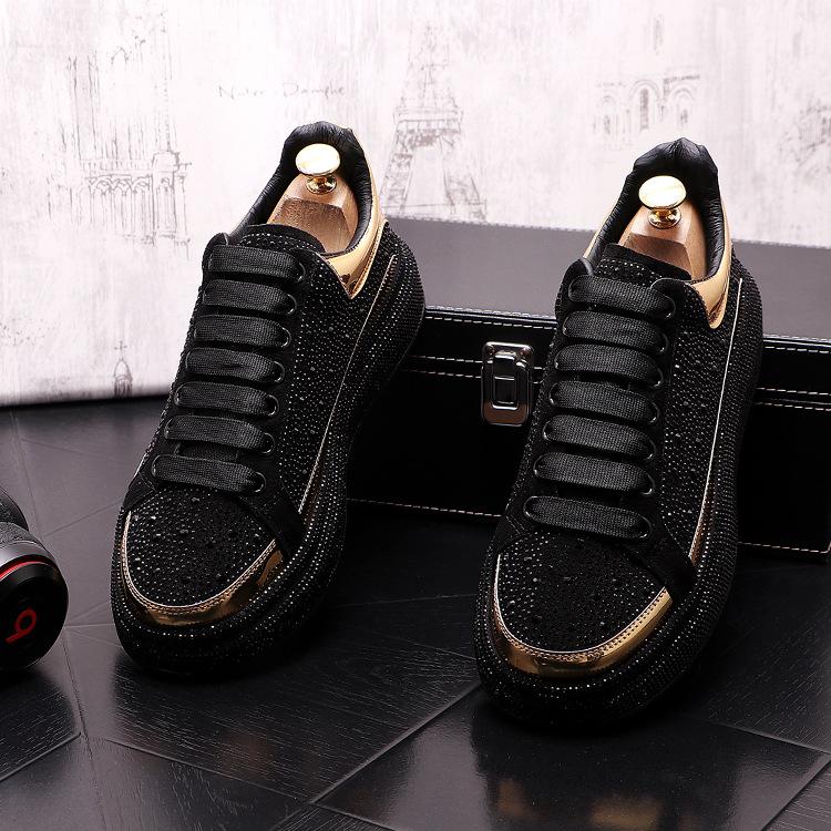 Trendy rhinestone men's sneakers