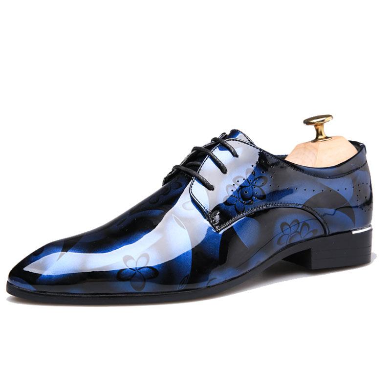 Trendy new bright leather lace-up men's business leather shoes