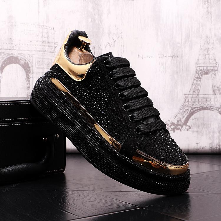 Trendy rhinestone men's sneakers