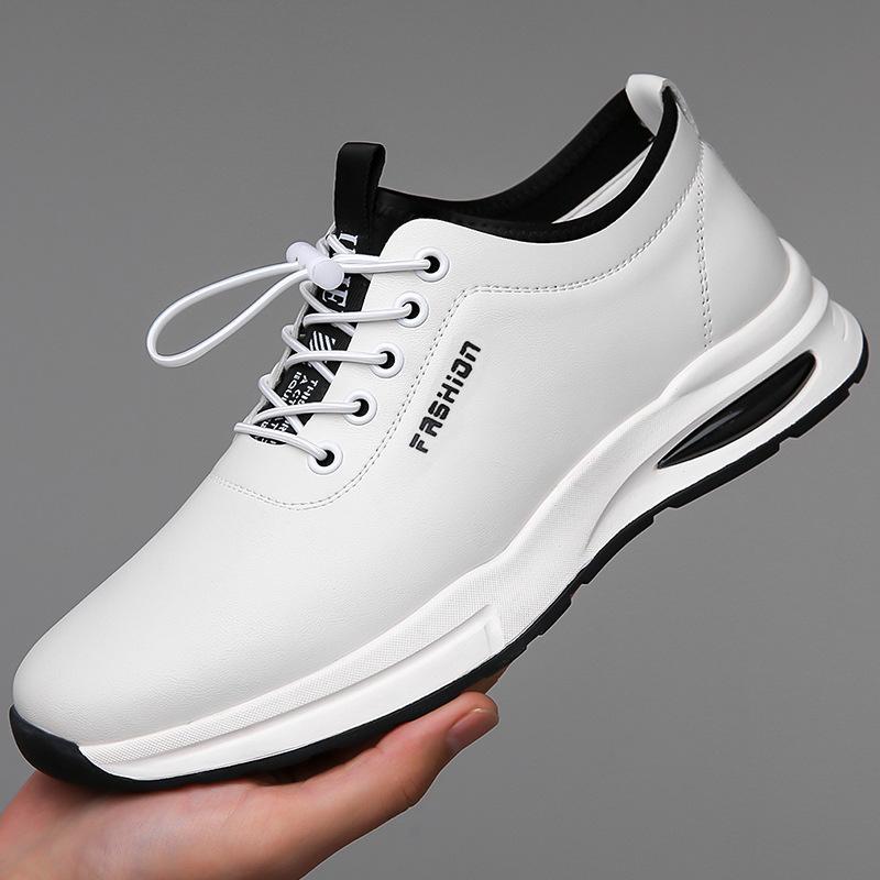 Stylish soft leather thick sole men's business casual sneakers