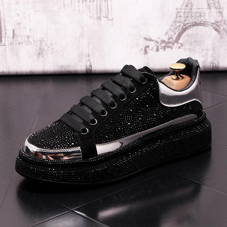 Trendy rhinestone men's sneakers