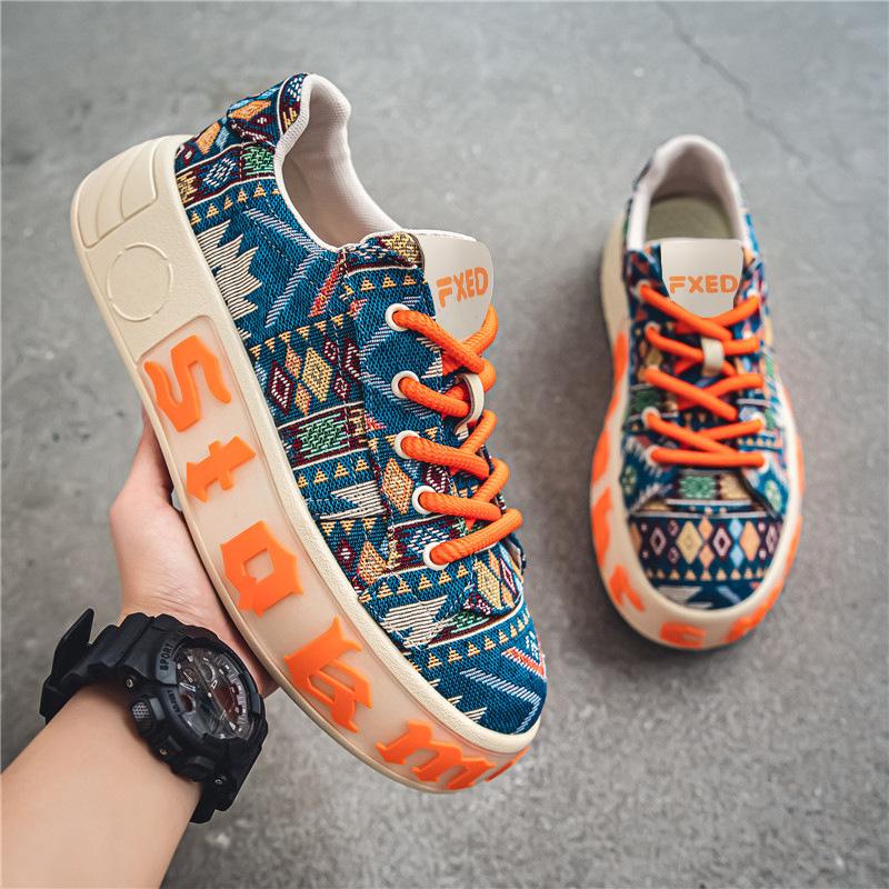 Trendy new ethnic style thick-soled breathable sports sneakers