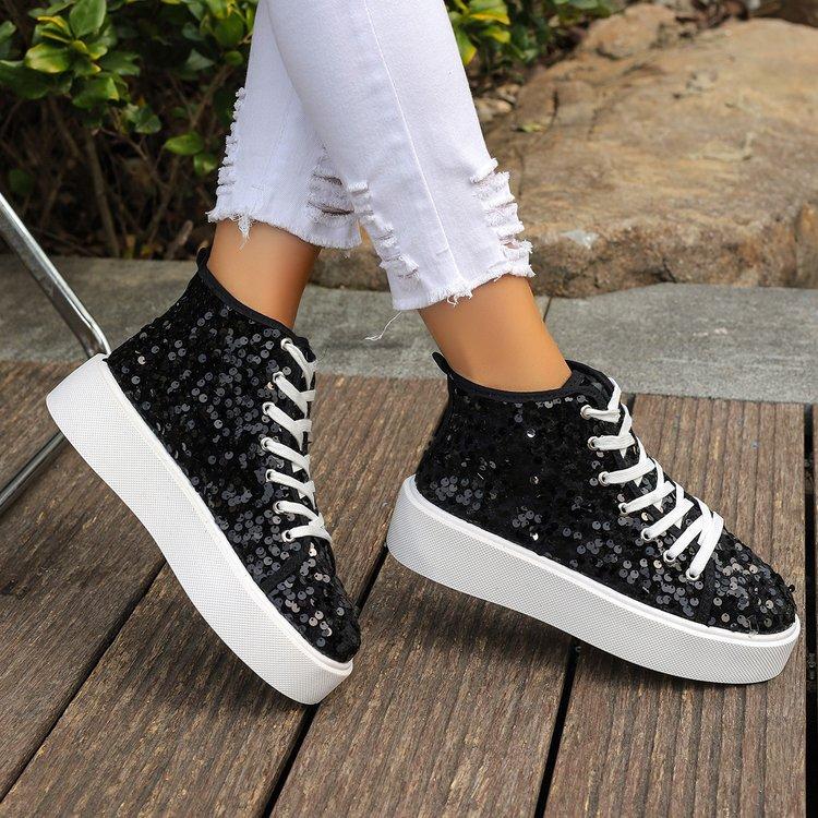 Stylish new sequined thick-soled sports ankle boots