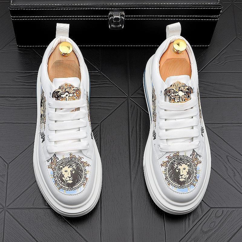 Trendy print platform cushion heightened men's versatile casual shoes