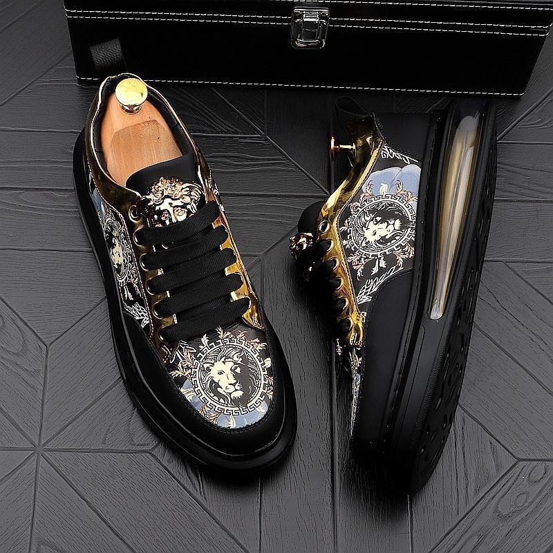 Trendy print platform cushion heightened men's versatile casual shoes