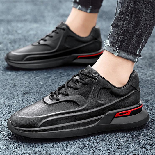 Trendy casual outdoor lace-up waterproof leather sneakers